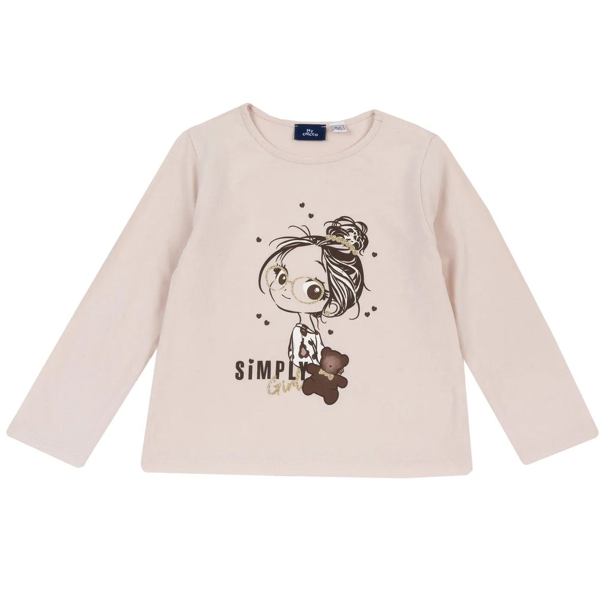 Girls Light Pink Graphic Printed Long Sleeve T-shirt