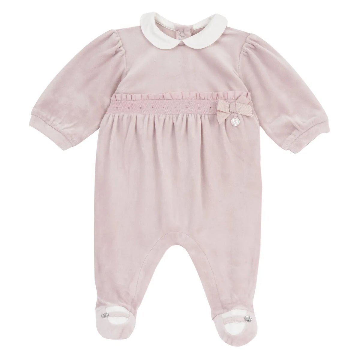 Girls Medium Pink Embellished Leg Opening Babysuit