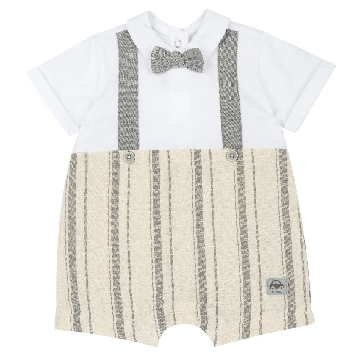Boys Light Natural Striped Romper