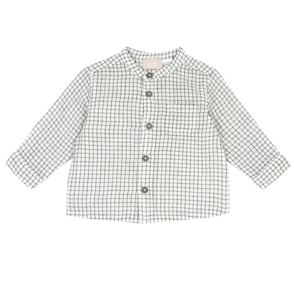 Boys White & Olive Checked Long Sleeve Shirt