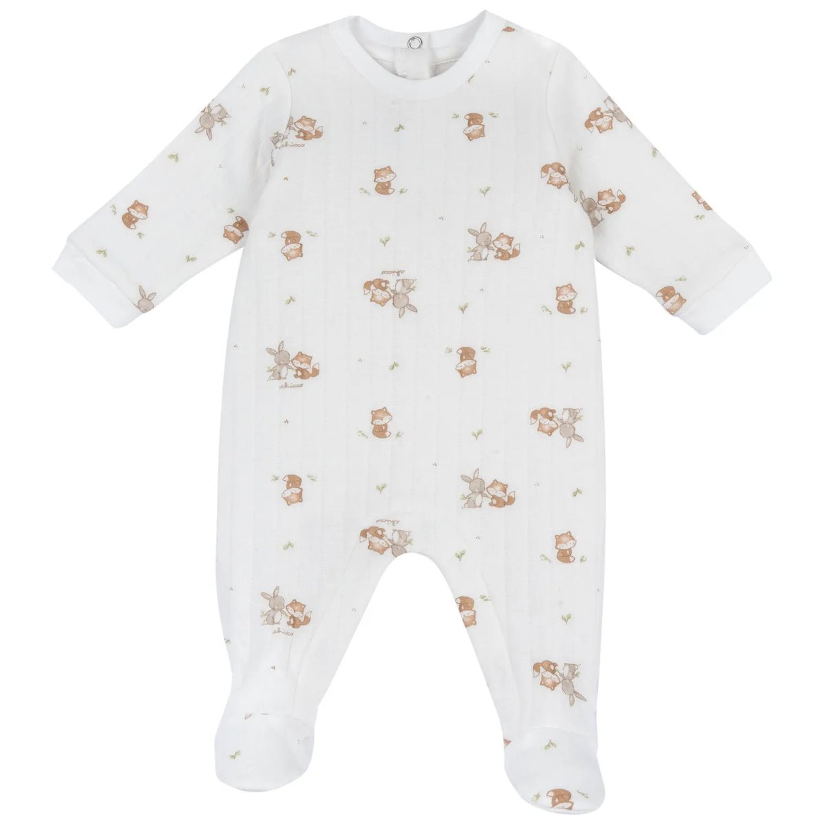 Infants White Printed Leg Opening Babysuit