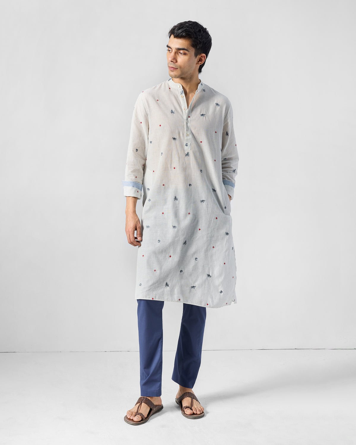 Bageecha Kurta - Embroidered Yarn-Dyed Cotton Relaxed Fit