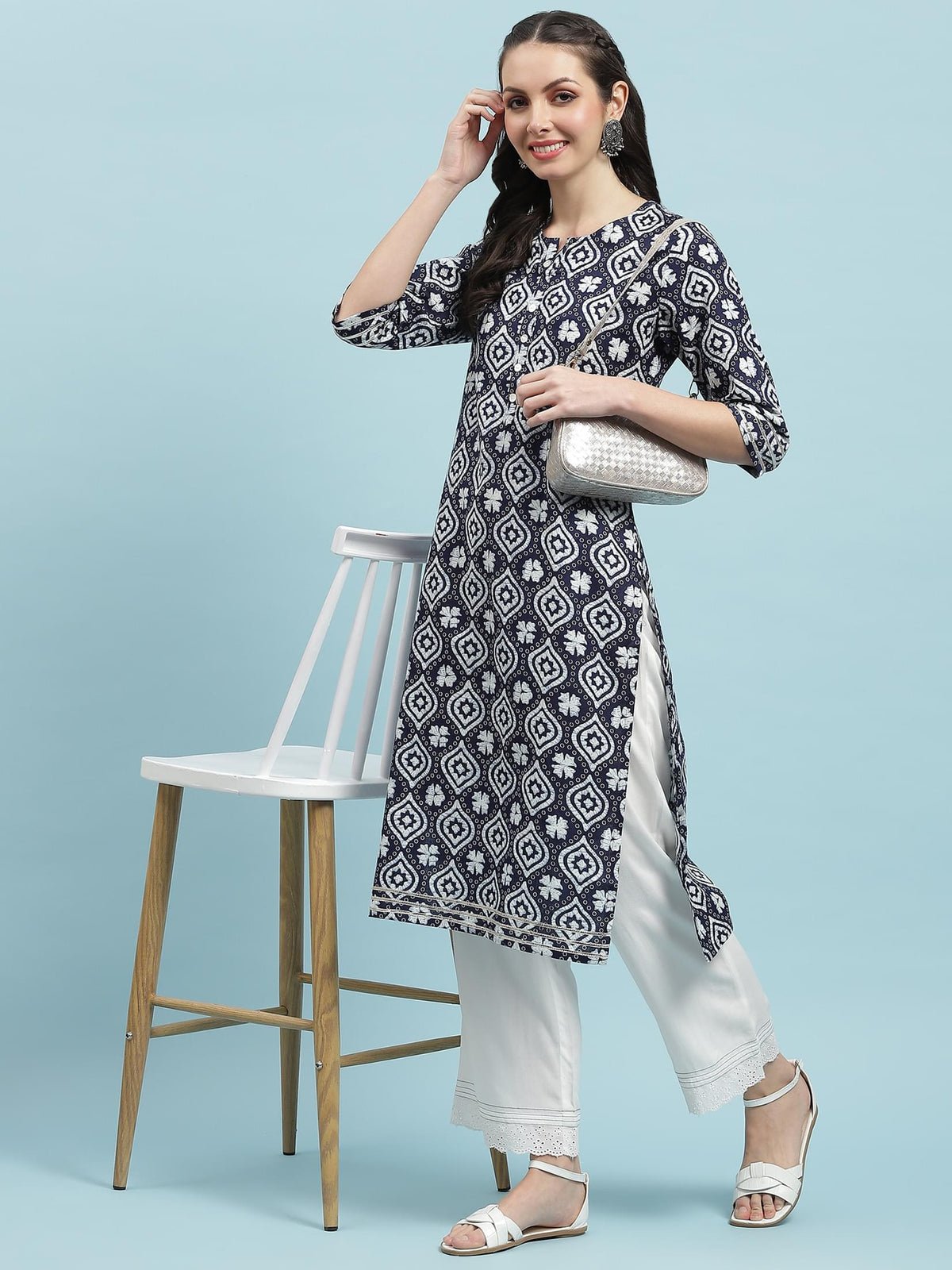 Navy Blue Cotton Kurta