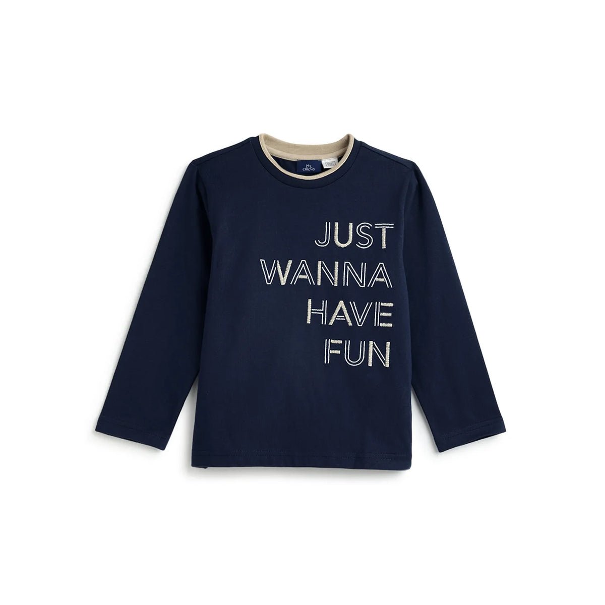 Boys Navy Blue Typography Printed T-shirt