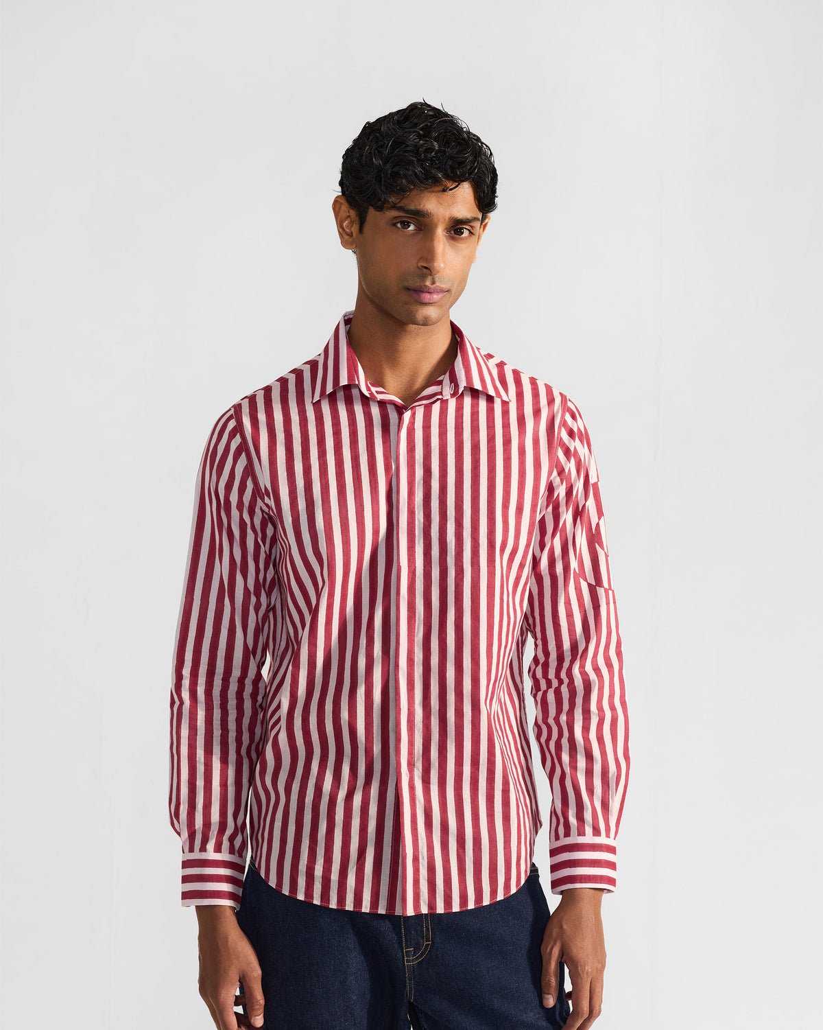 Civet Shirt - Red & White Stripes Print