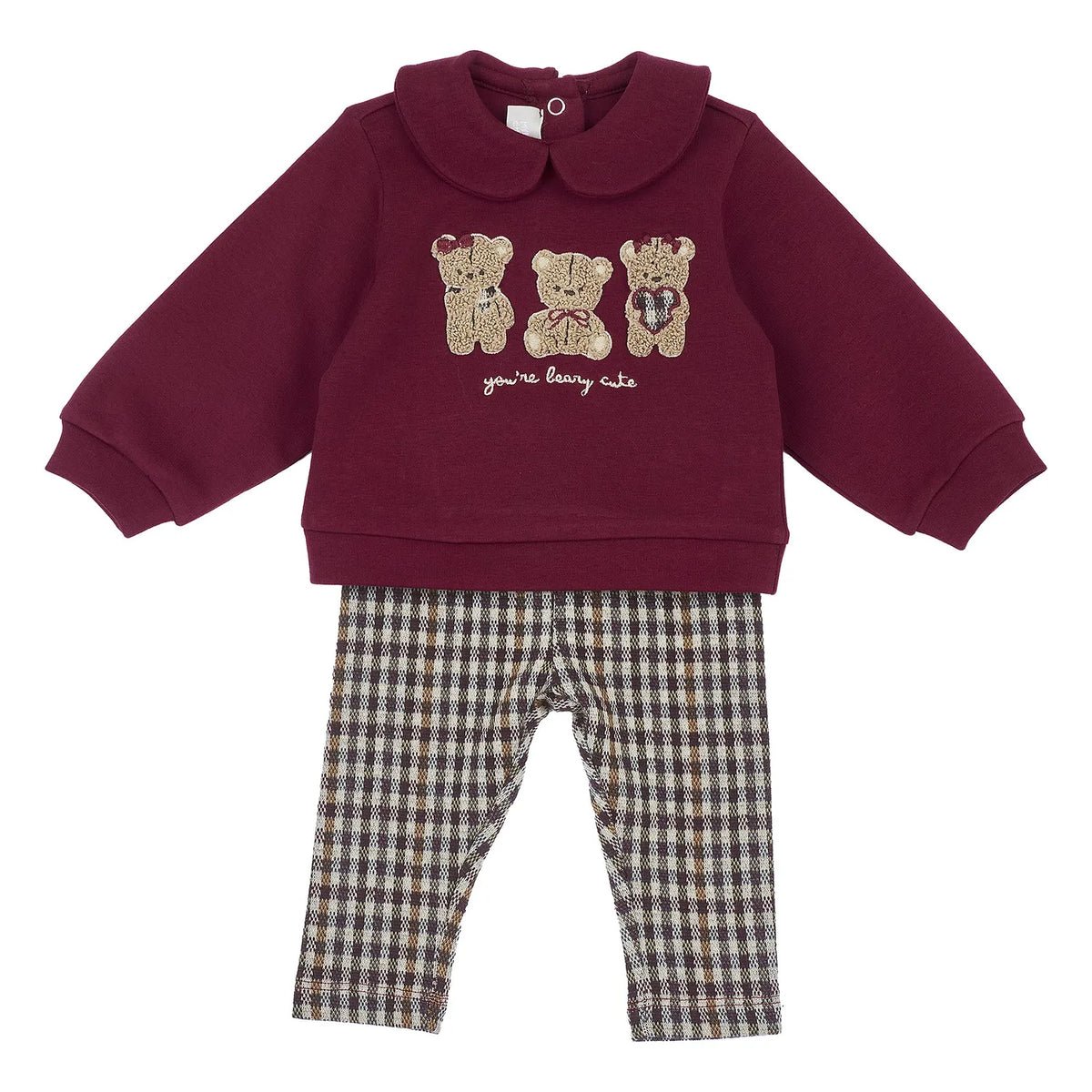 Girls Maroon Embroidered Sweatshirt with Leggings