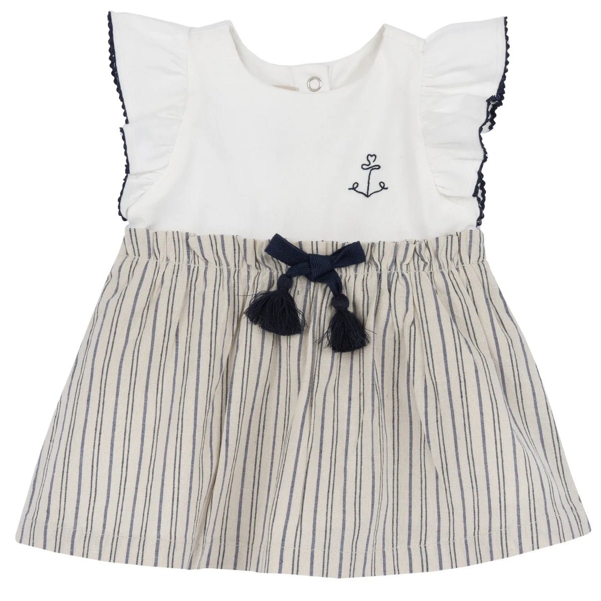 Girls Light Natural Striped Dress