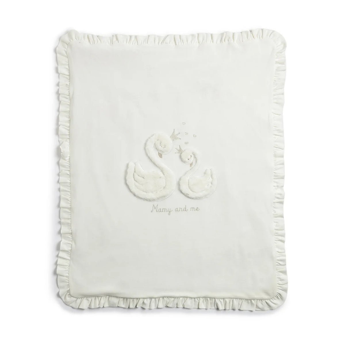 Infants White Printed Pram Blanket